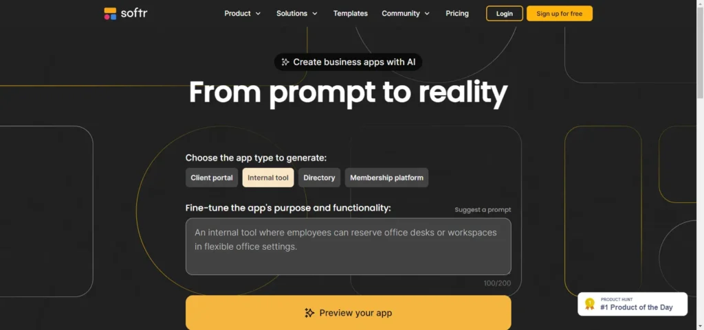 softr ai app generator